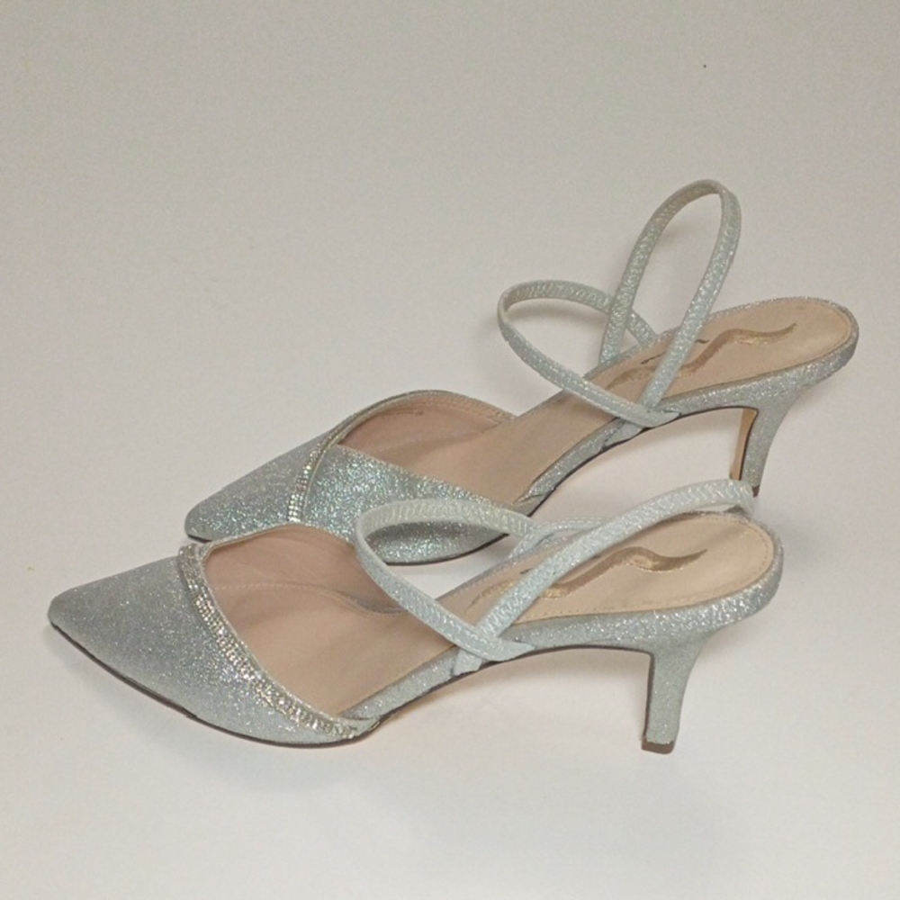 Nina Beckie-YG Shimmering Silver Refine Pointed Heels Size 10M - Picture 8 of 17